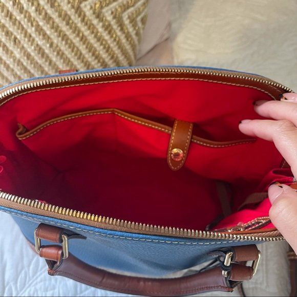 NWT Dooney & Burke Zip Zip Satchel in Blue/Tan - Picture 6 of 9